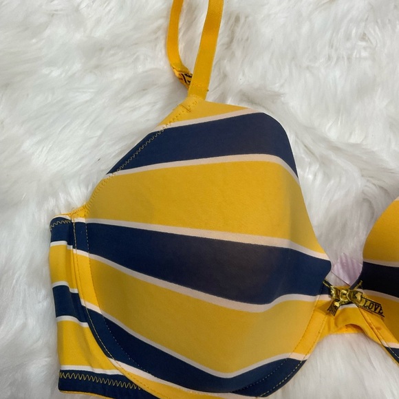 Rare Vintage PINK Victoria's Secret Yellow and Blue Striped Bra - Picture 3 of 11